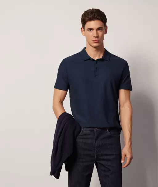 Koszulka Polo Z Bawełny Twist Blue Mężczyzna Falconeri T-Shirty I Koszulki Polo
