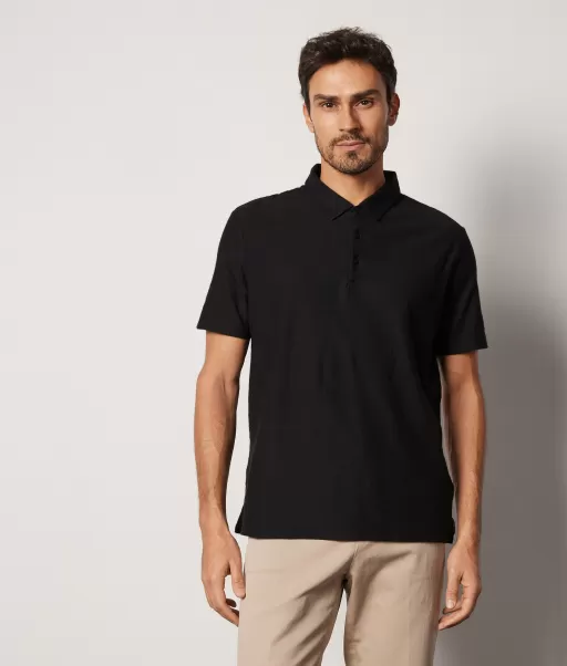 Falconeri Mężczyzna T-Shirty I Koszulki Polo Black Koszulka Polo Z Bawełny Twist